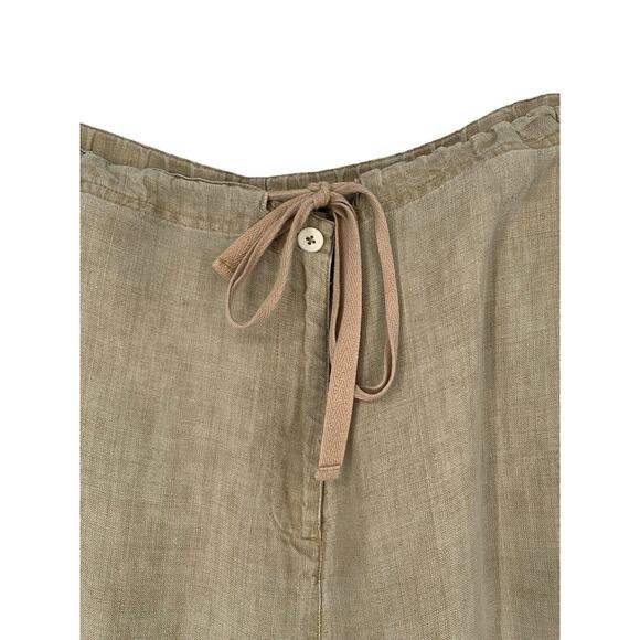 Vintage Hobo Chic Miner Patchwork Linen Drawstring Pants Baggy Wide Leg Magnolia - Picture 4 of 12